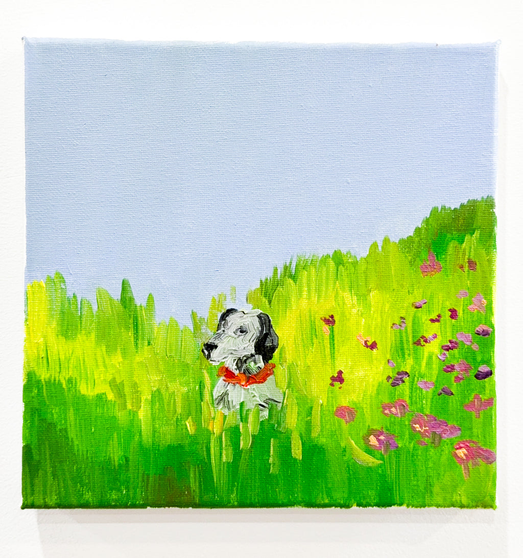“In the Flowers” | Dog | Oil Painting | Original Painting