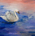 “Float” | Original Swan Sunset Oil Painting | Impressionist White Swan Canvas Art | Sunset Lake Bird Decor