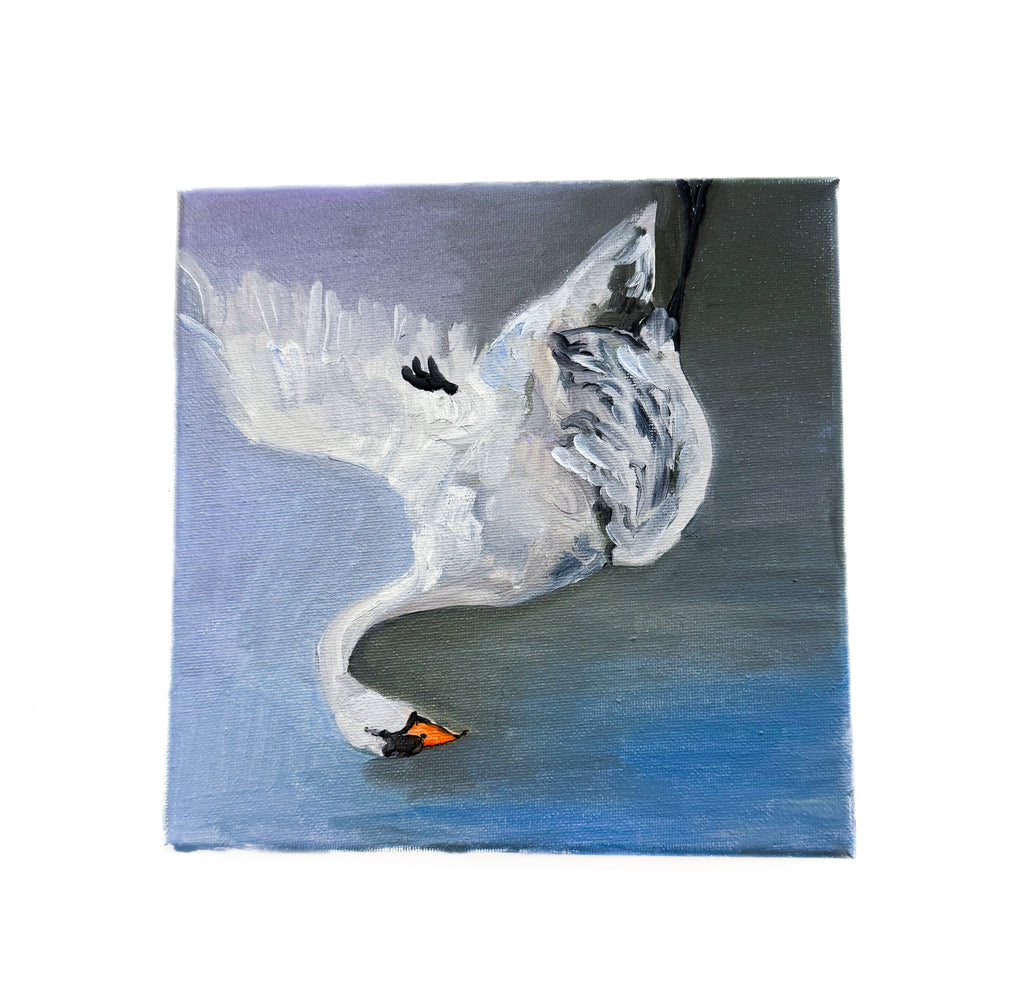 “On Death”| Original Swan Wings Outspread Oil Painting | Impressionist Lake Bird Canvas Art | Pastel Nature Wall Decor (Copy)