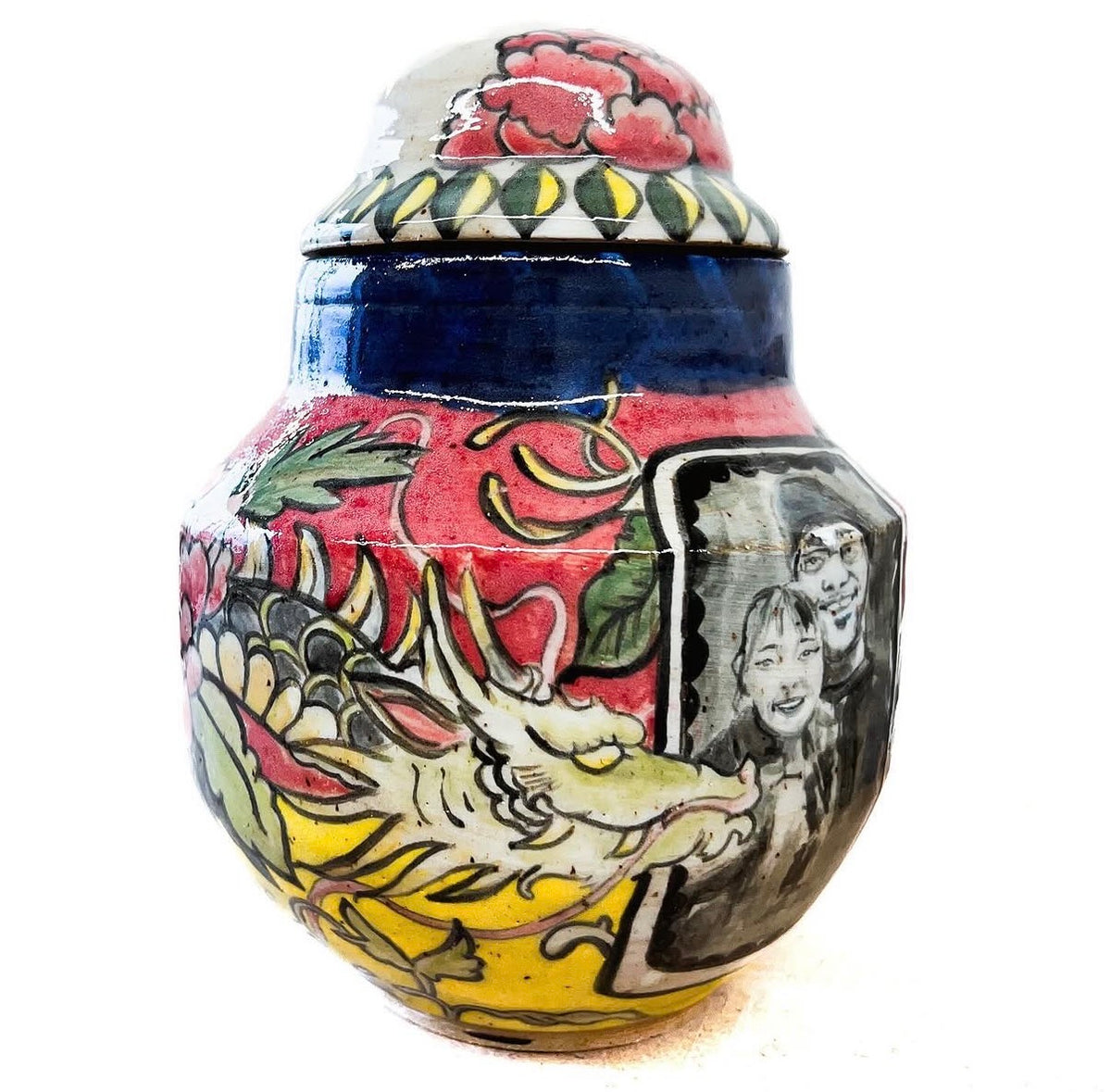 Custom Handmade Ceramic Jar with Lid | Hand-Painted Porcelain Vessel | Food Safe Cookie Jar & Memorial Keepsake