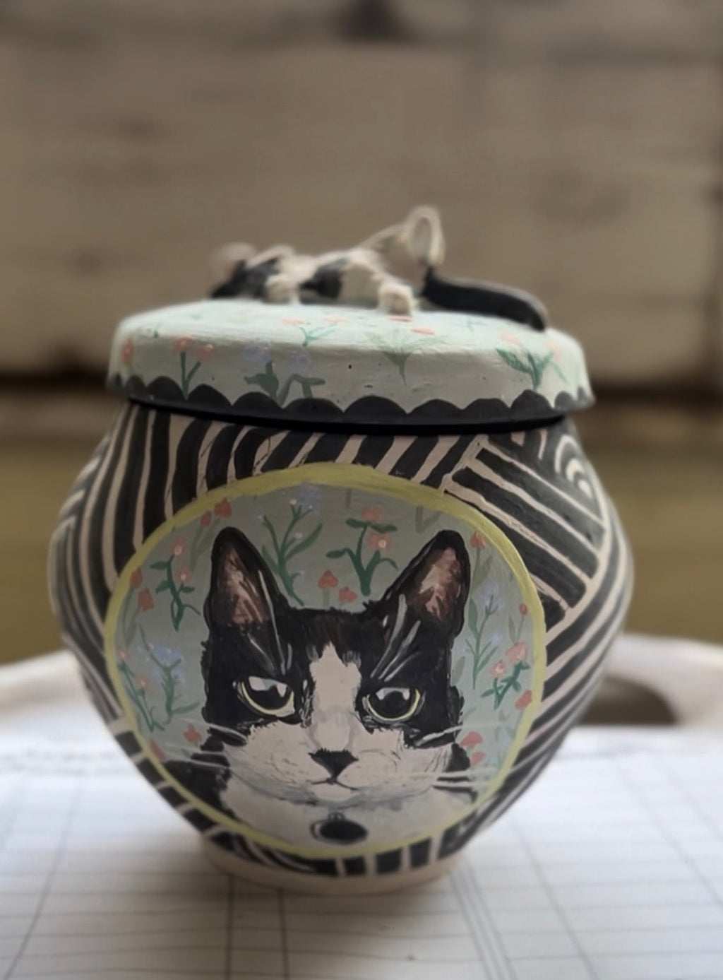 Custom Handmade Ceramic Jar with Lid | Hand-Painted Porcelain Vessel | Food Safe Cookie Jar & Memorial Keepsake